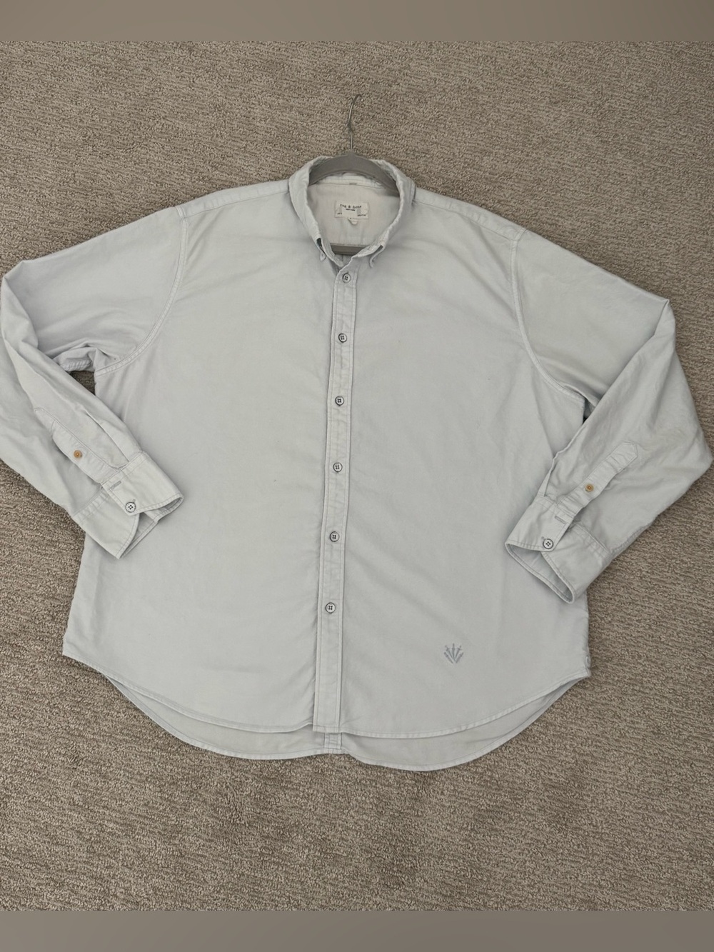 Rag & Bone Mens Fit 2 Light Blue Button Down Oxford Shirt Long Sleeve XXL